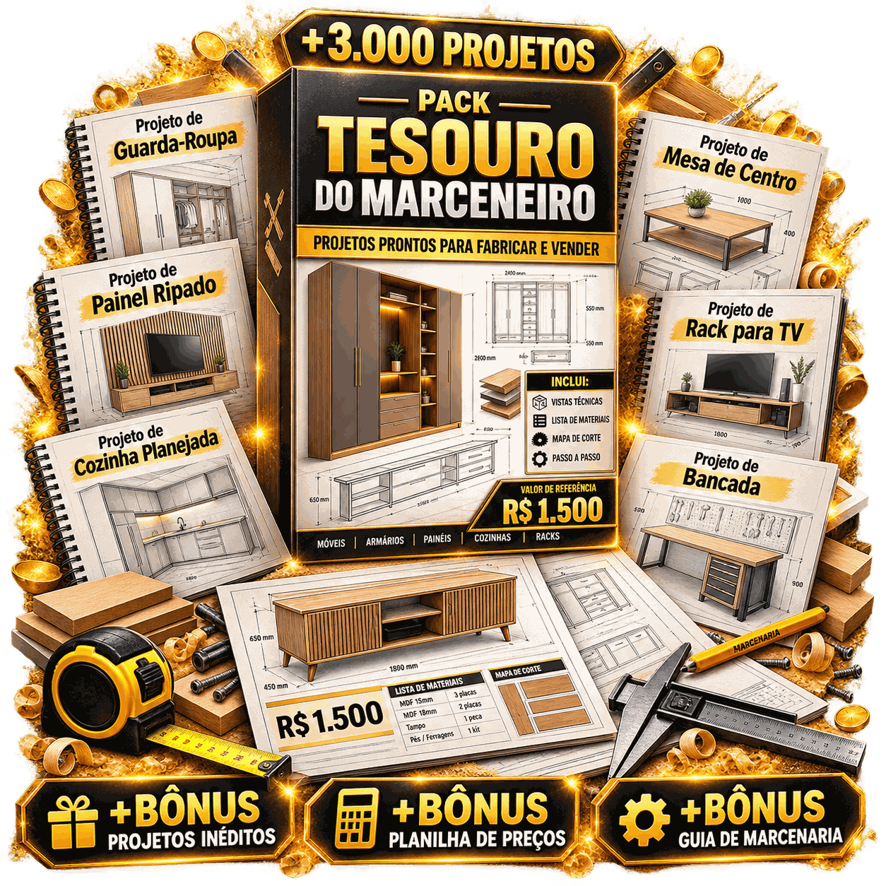 Pack Tesouro do Marceneiro com bônus inclusos